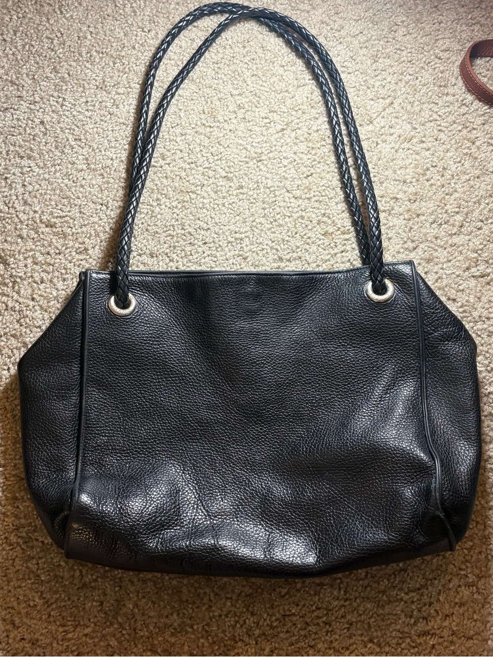 Desmo Italian Leather Tote Bag with Braided Handles